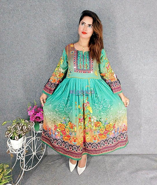 Digital Printed Mixed Kuchi Kameez with Hand works for women in casual Trendy dress up-6258AB