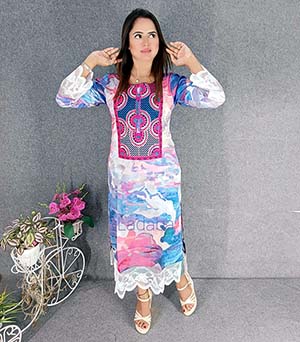 Digital Print Cotton Embroidery Gown Kameez for Trendy dressup-6288AB