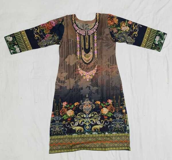 Embroideried Cotton Kurti Kameez Hot and Latest New Design with Digital Print  Hand works for women for casual Trendy dress up-6208AB