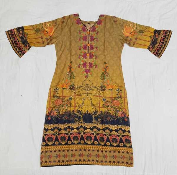 Embroideried Cotton Kurti Kameez Hot and Latest New Design with Digital Print  Hand works for women for casual Trendy dress up-6203AB