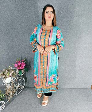 Digital Print Cotton Embroidery Gown Kameez for Trendy dressup-6305AB