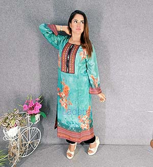 Digital Print Cotton Embroidery Gown Kameez for Trendy dressup-6287AB