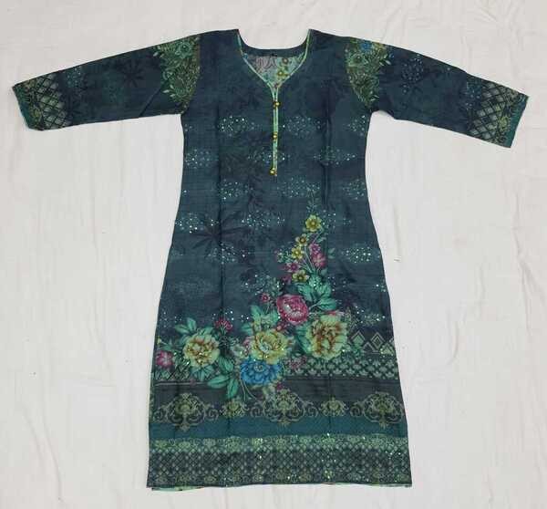 Embroideried Cotton Kurti Kameez Hot and Latest New Design with Digital Print  Hand works for women for casual Trendy dress up-6227AB