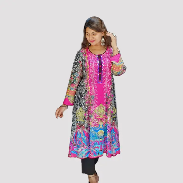 Elegance meets color in these hand-embroidered cotton kurtis.