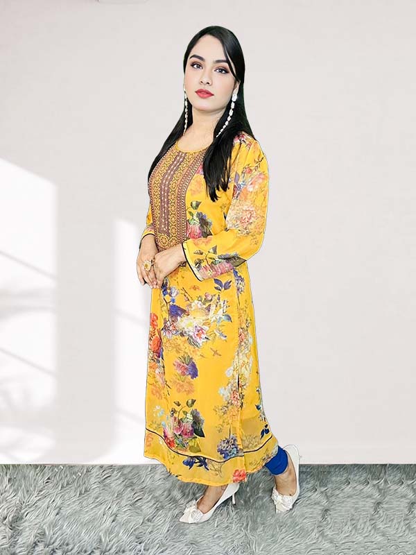 Indian Georgette kameez cut Ethnic Floral Dress