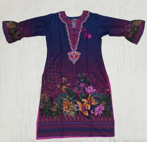 Embroideried Cotton Kurti Kameez Hot and Latest New Design with Digital Print  Hand works for women for casual Trendy dress up-6202AB
