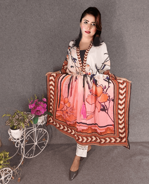 Digital Printed Cotton Kaftan with Hand works for women in casual Trendy dress up-6257AB