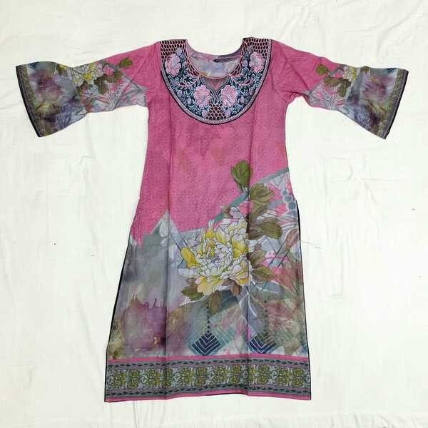 Embroideried Cotton Kurti Kameez Hot and Latest New Design with Digital Print  Hand works for women for casual Trendy dress up-6220AB