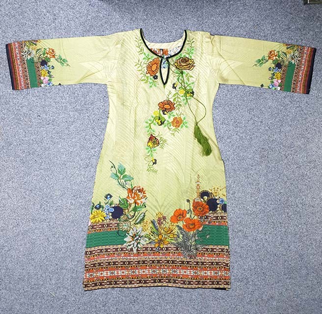 Digital Printed Cotton Kurtis with Hand works for women in casual Trendy dress up 6216AB