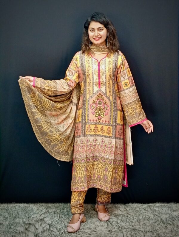 Premium Moslin Three Piece-Dress Code 6569